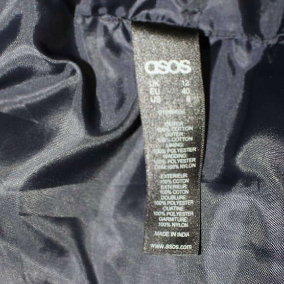 ASOS  bomber floral quilted jacket boho black trim  cotton  lined  size 8 - Picture 6 of 7